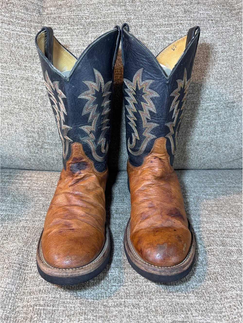 Justin Men’s 5016 Tekno Crepe Smooth Ostrich Cowboy Boots - Size 9 EE